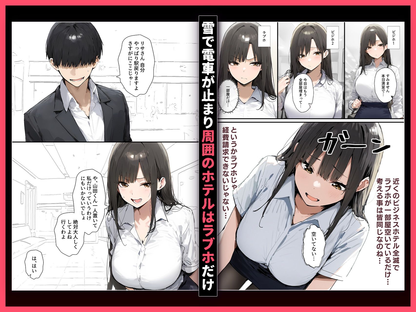 会社の先輩（既婚者）と出張したら雪で帰宅できずラブホ同室した話 サンプル2ページ目