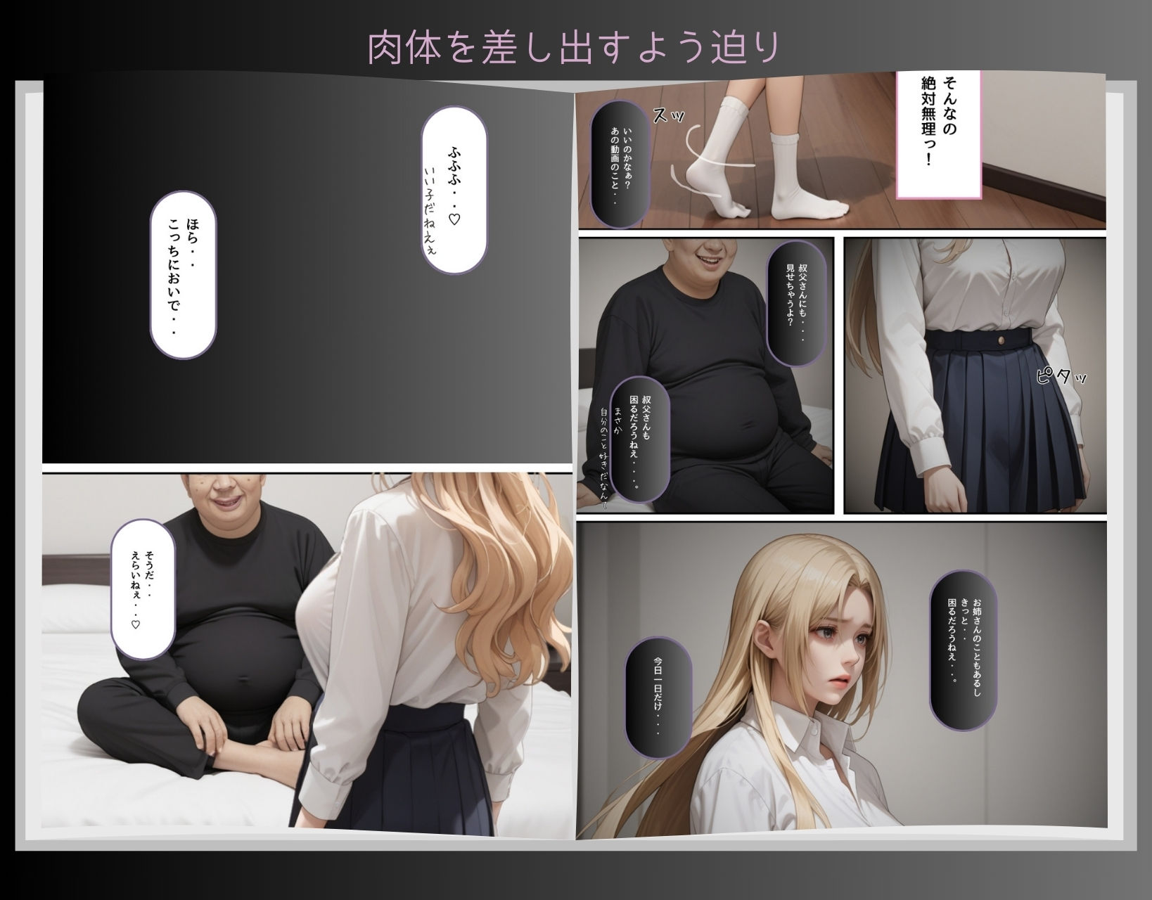 えっちな金髪ギャルが弱みを握られて好きな人がいるのに隣の部屋で大嫌いなきもオジにガン突き種付けされちゃう話 サンプル4ページ目