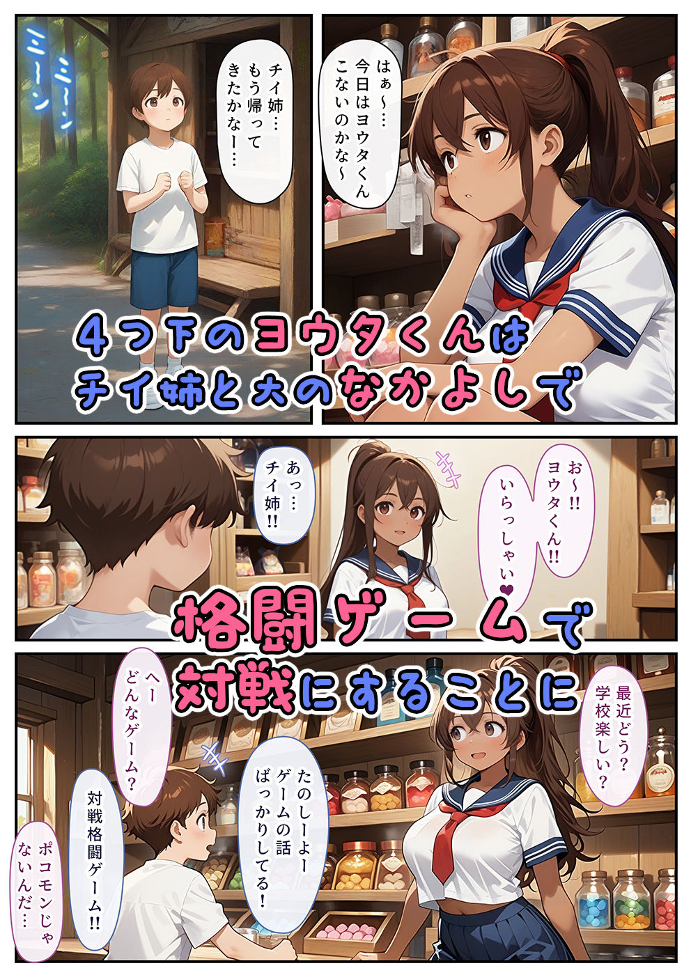 ゲーミングお姉ちゃん【褐色巨乳ギャル姉と格ゲー勝負で精通ボーイ！コマンドミスでティウンティウン！】 サンプル3ページ目