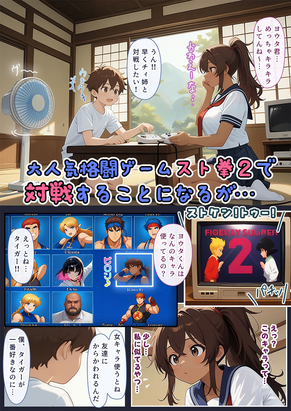 ゲーミングお姉ちゃん【褐色巨乳ギャル姉と格ゲー勝負で精通ボーイ！コマンドミスでティウンティウン！】 サンプル4ページ目