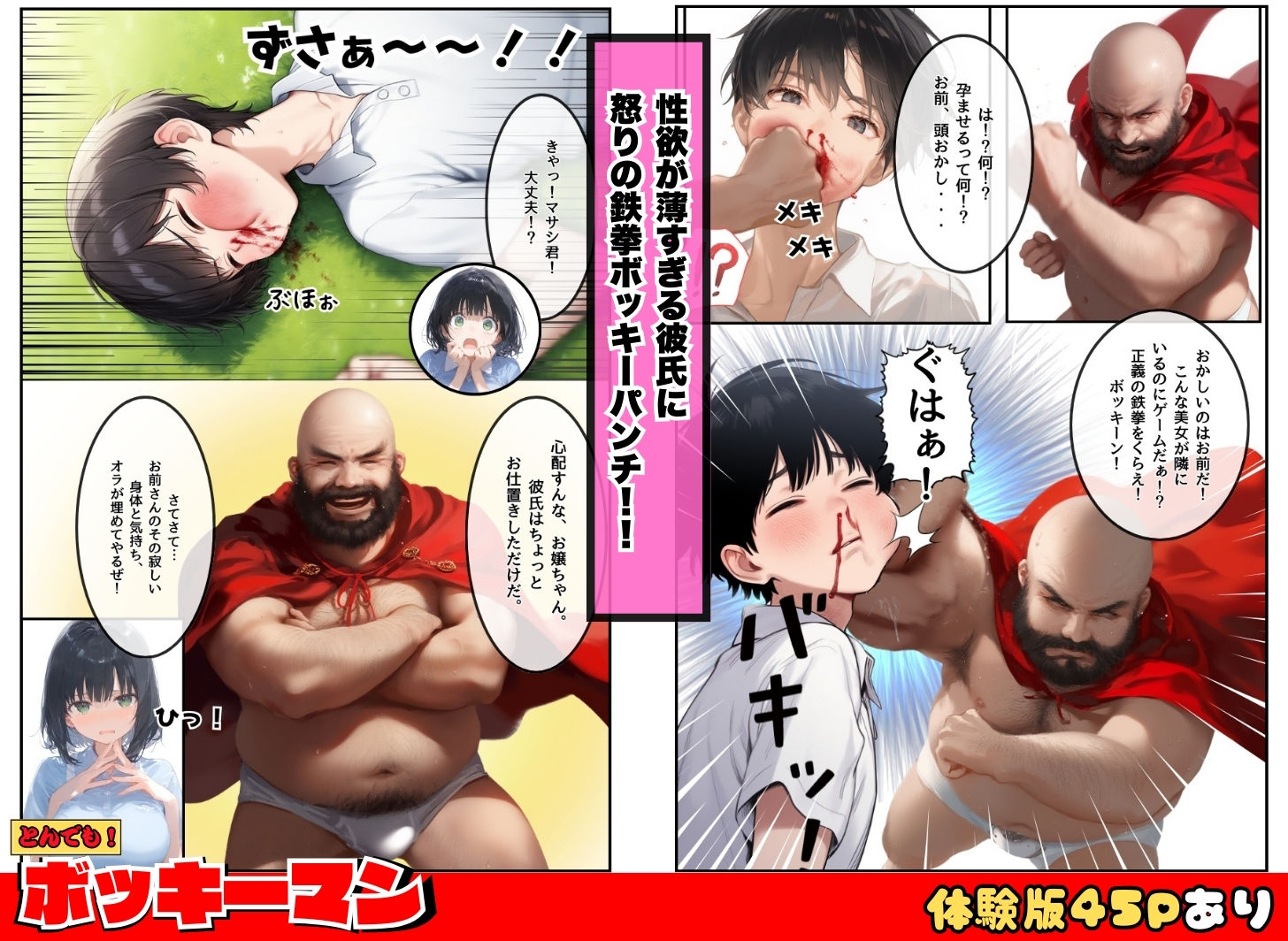 とんでも！ボッキーマン。〜彼氏の前で彼女を寝取ってボッキー！の巻〜 サンプル5ページ目