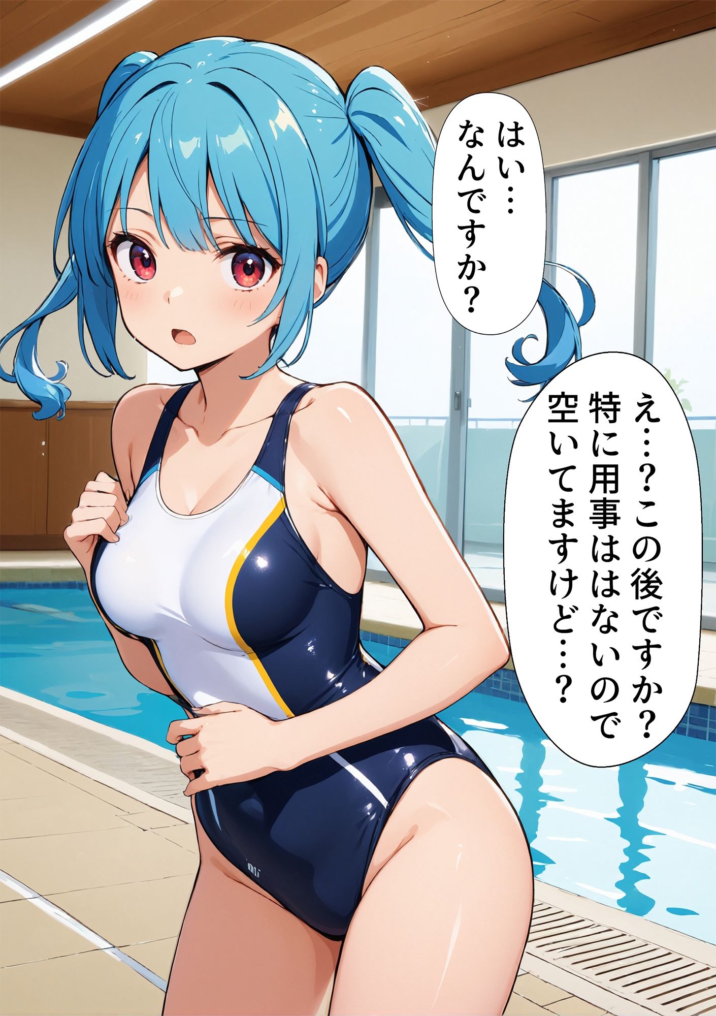水泳コーチのスパルタ指導でエロいところまで教えちゃう【即堕ち2コマ】 サンプル4ページ目