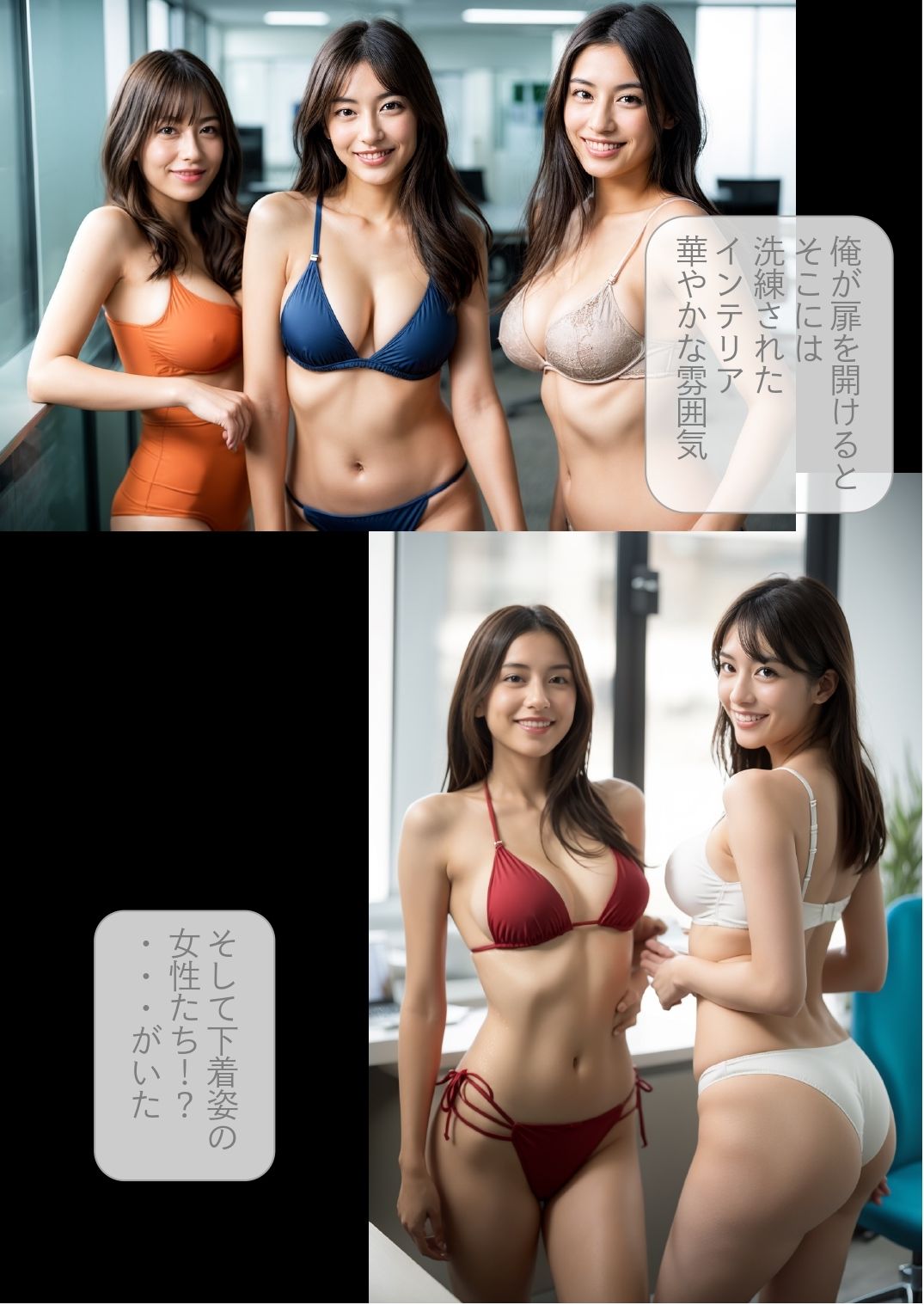 ［ストーリー＋大量画像］配属先の下着開発部は、美人社員が下着姿で働いてるから勃起が止まらない！教育担当の美人先輩が毎日ヌイてくるから僕の金玉はいつもからっぽ サンプル3ページ目