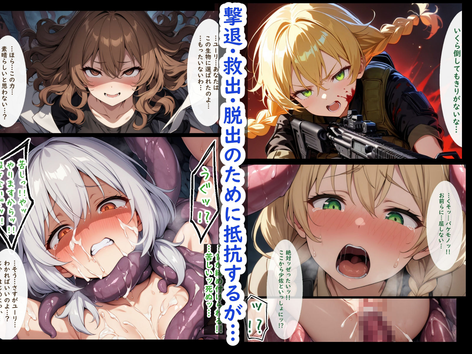 武装少女が触手に襲われたりふたなりになったりする話 サンプル4ページ目