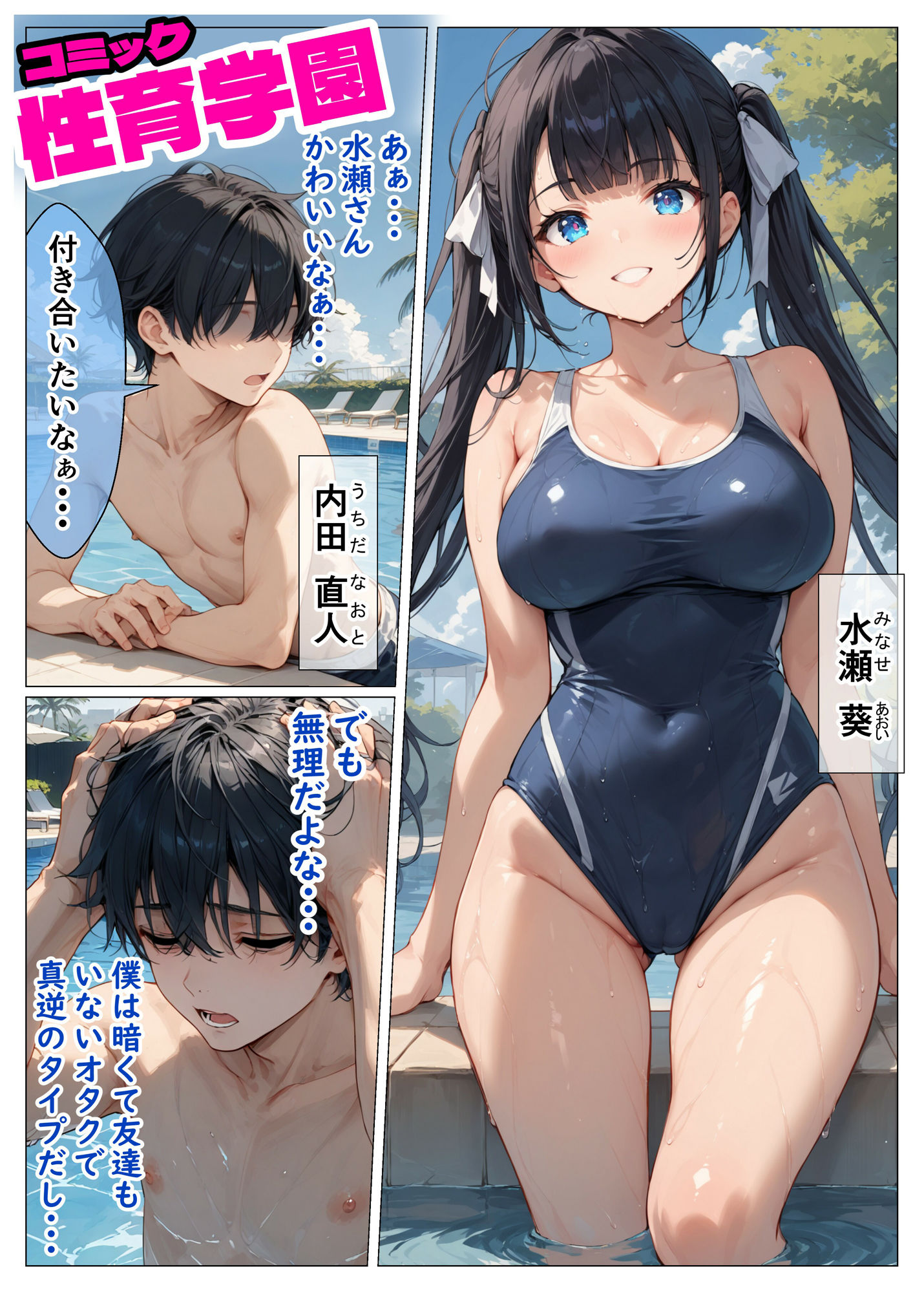 コミック性育学園〜スク水女子葵ちゃん編〜オタクにやさしい清楚系ヤリマンビッチ サンプル1ページ目