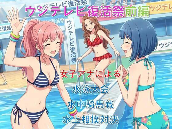 ウジテレビ復活祭前編。女子アナによる水泳大会【水中騎馬戦・水上相撲対決】