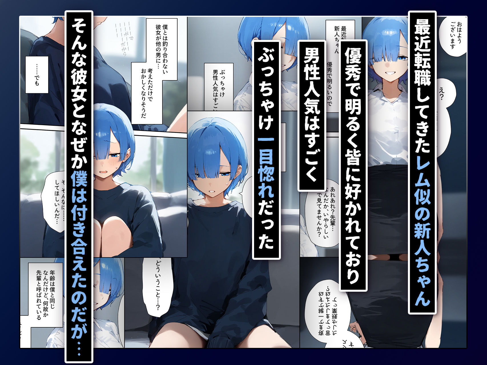 レム似の新人ちゃん、寝取らせしたら後悔しかないので死に戻りしたい サンプル1ページ目