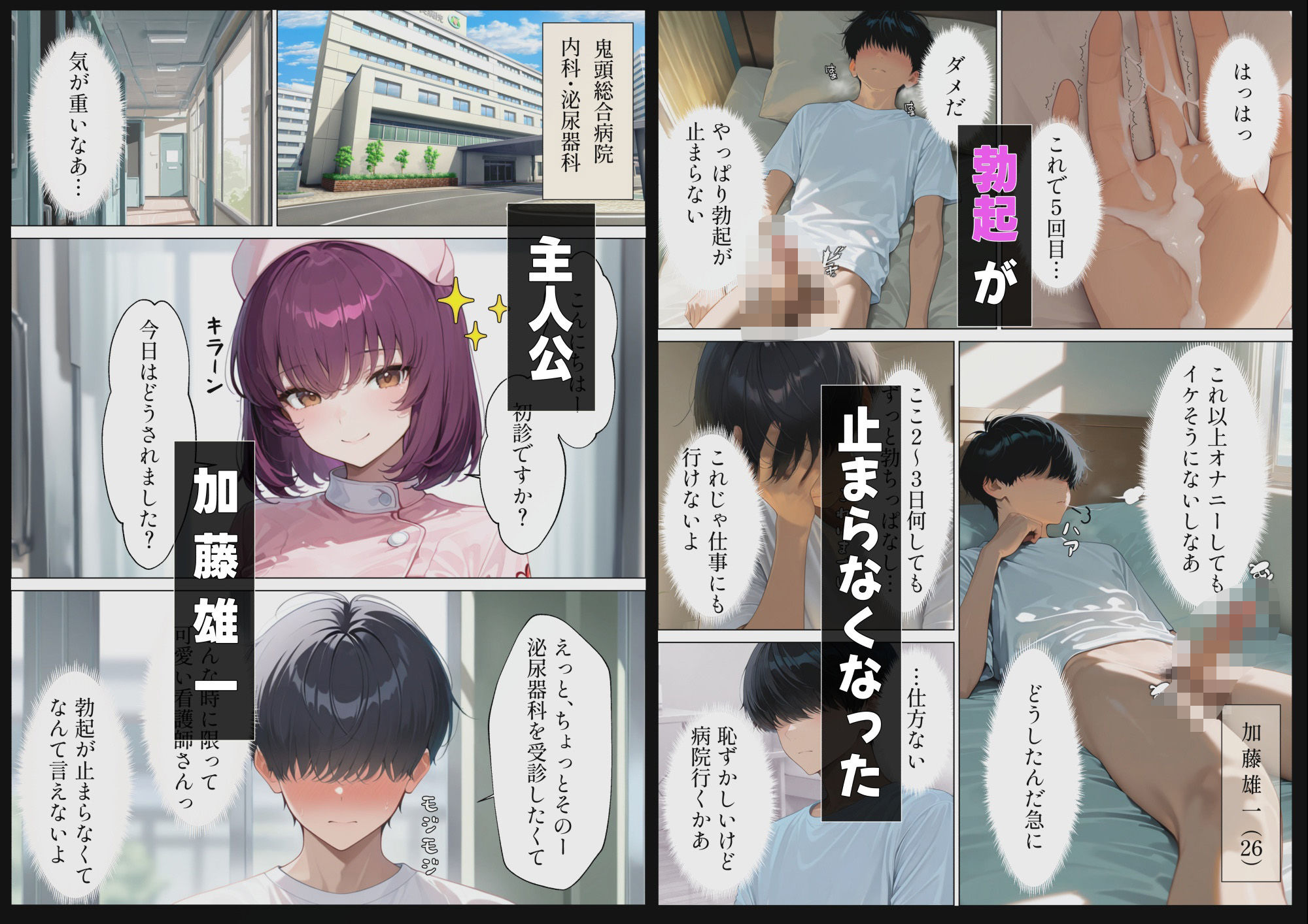 勃起が止まらないので病院に行ったら女医に拉致されて肉バイブとして使われた話 サンプル1ページ目
