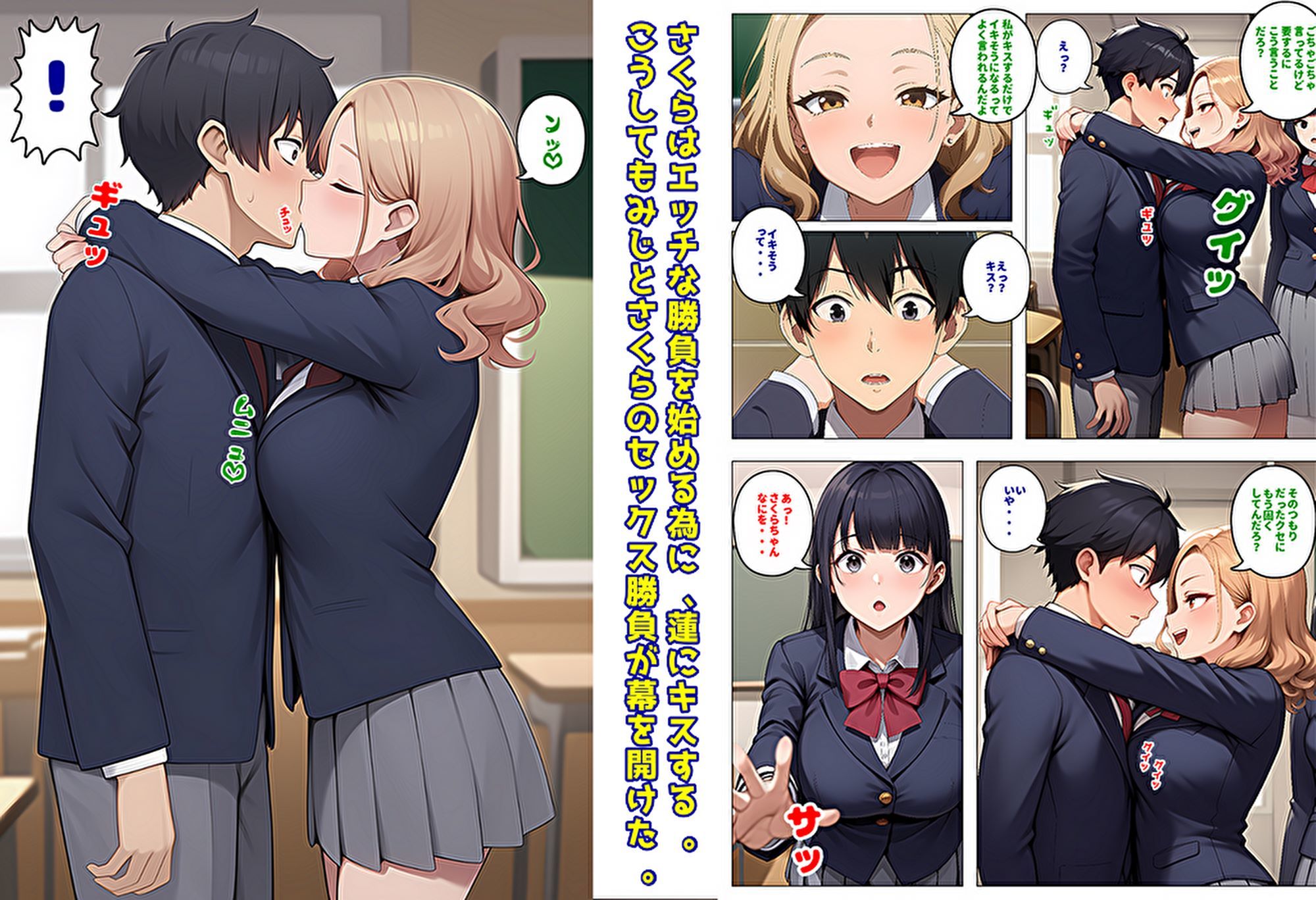 委員長とギャルがセックス勝負を始めたんだが俺が審判をする事になった話 サンプル3ページ目