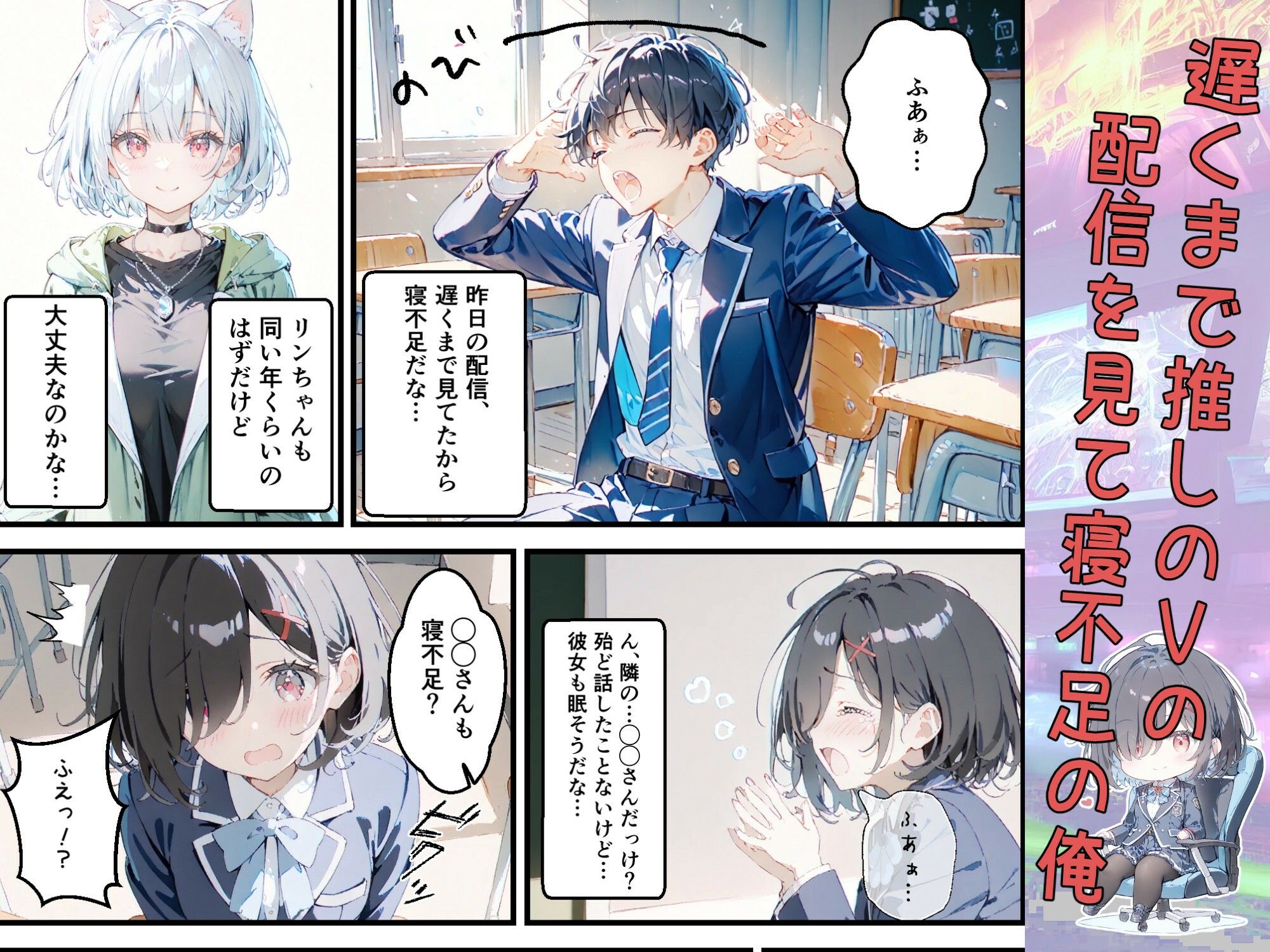 実は推しのVtuberだった地味なクラスメイトと甘々初えっち サンプル2ページ目