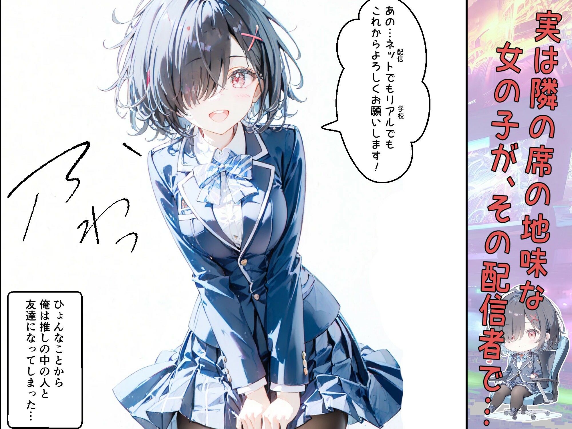 実は推しのVtuberだった地味なクラスメイトと甘々初えっち サンプル3ページ目