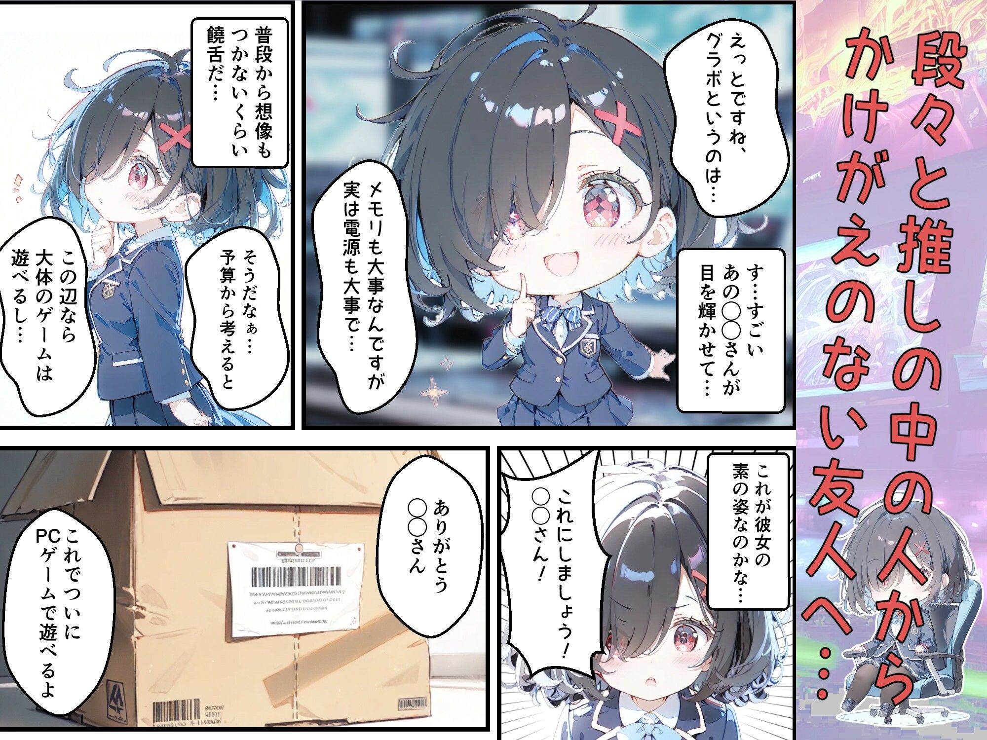 実は推しのVtuberだった地味なクラスメイトと甘々初えっち サンプル4ページ目