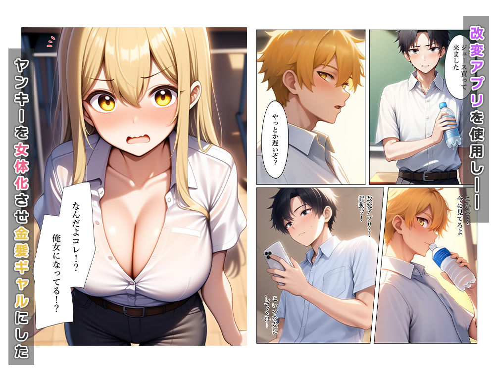 改変アプリでヤンキーを女体化し復讐する サンプル2ページ目