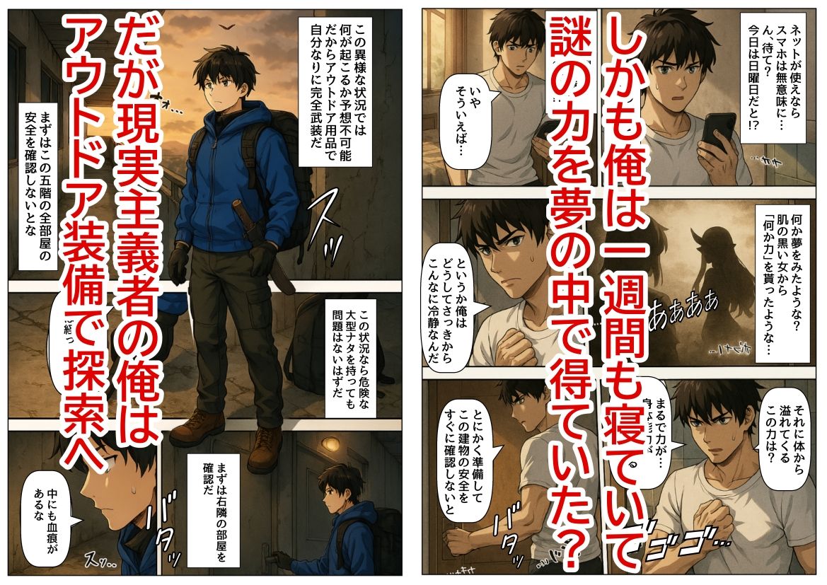 モンスターだらけの崩壊世界になったけど、俺だけ【チート付与能力】で自由気ままにサバイバルしていく《第1話》 サンプル2ページ目