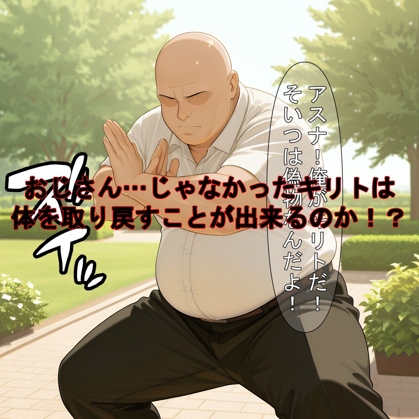 黒の剣士と体が入れ替わったおじさんはデスゲームで何をする？ サンプル8ページ目