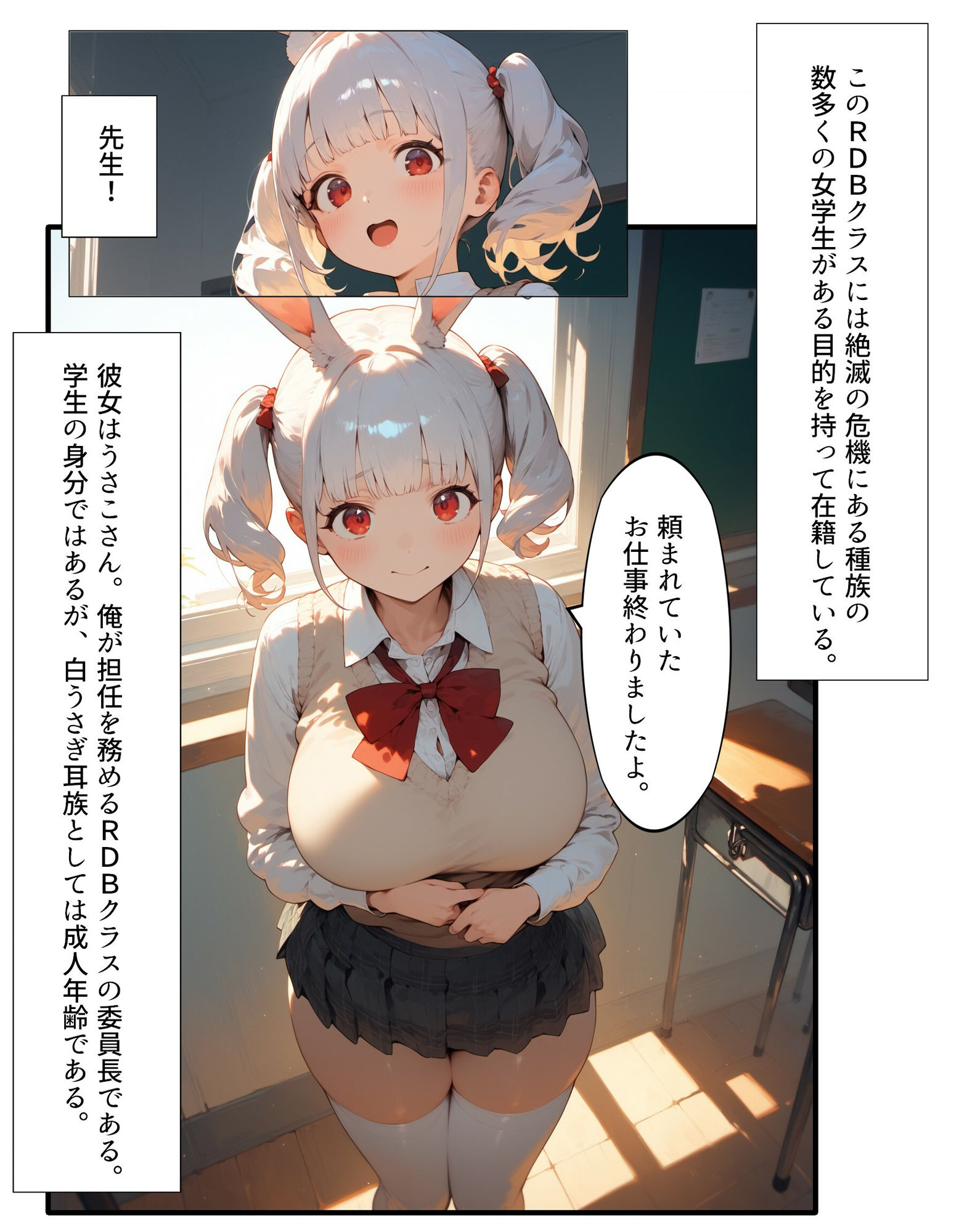 異種族交流学院！白うさぎ耳族のばあい サンプル2ページ目
