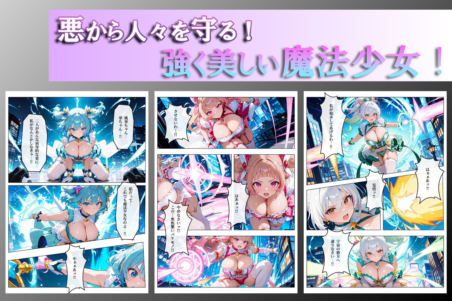 【フルカラーコミック】爆乳魔法少女、敗北確定！〜触手モンスターの苗床にされた少女たち〜 サンプル2ページ目