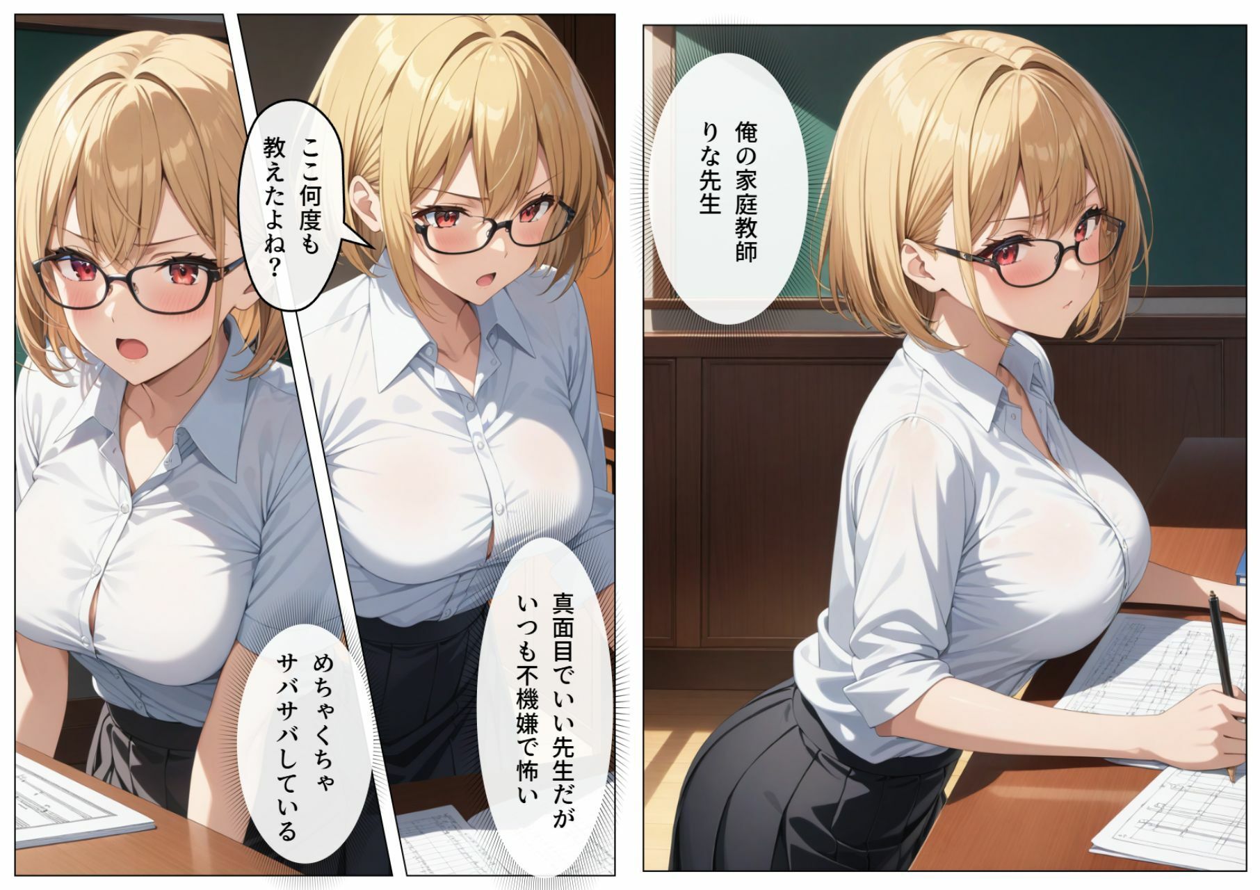 巨乳眼鏡家庭教師 快楽堕ちしたので中出ししてあげた サンプル1ページ目