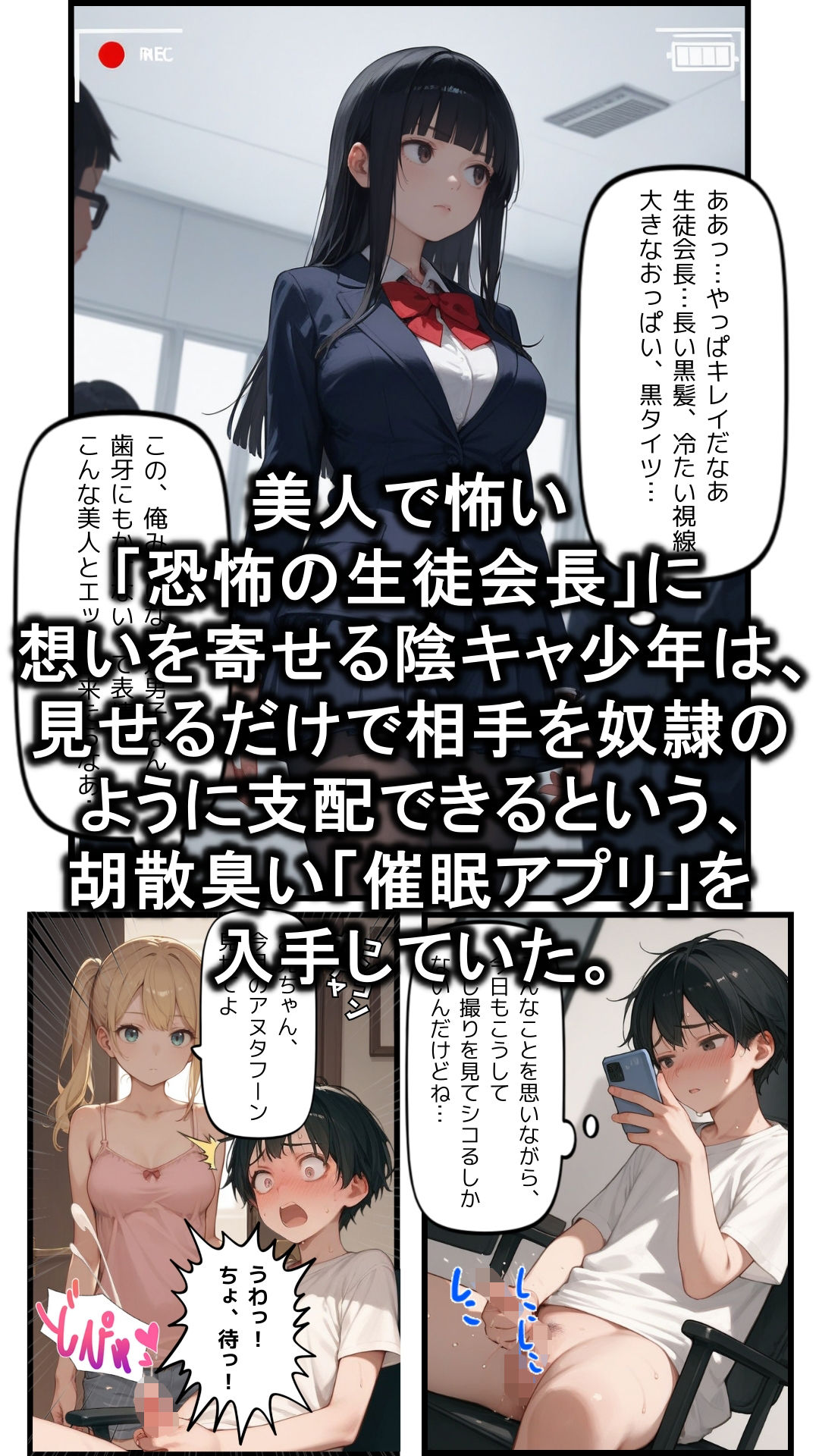 催●アプリでウザい妹と恐怖の生徒会長を支配する話 サンプル1ページ目