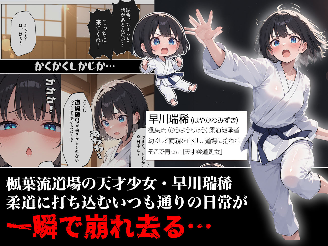 負けたら即中出しセックス 愛する道場を守るために道場破りに挑む天才柔道少女の話 サンプル1ページ目