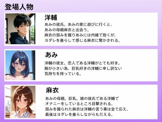 人妻のくせに俺（娘の彼氏）によだれをたらして、よがりまくる女「麻衣（37） サンプル1ページ目