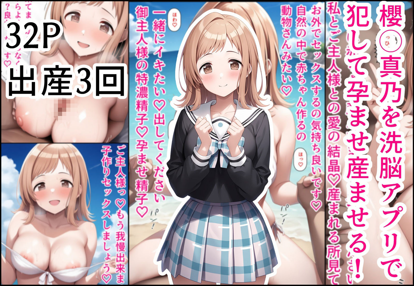 櫻◯真乃を洗脳アプリで犯して孕ませ産ませる！ サンプル1ページ目