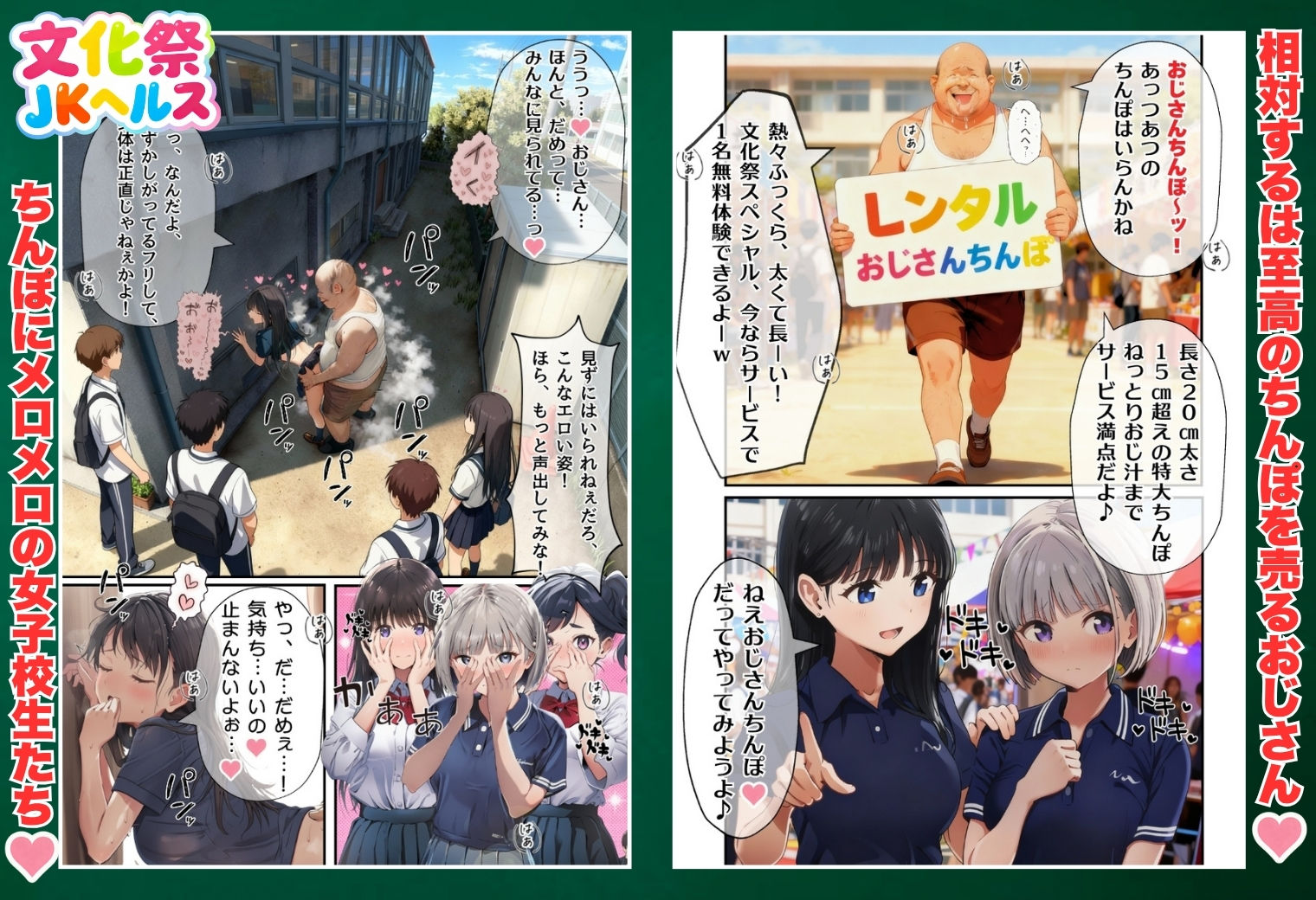 【大乱交】文化祭JKヘルス VS レンタルおじさんちんぽ サンプル4ページ目