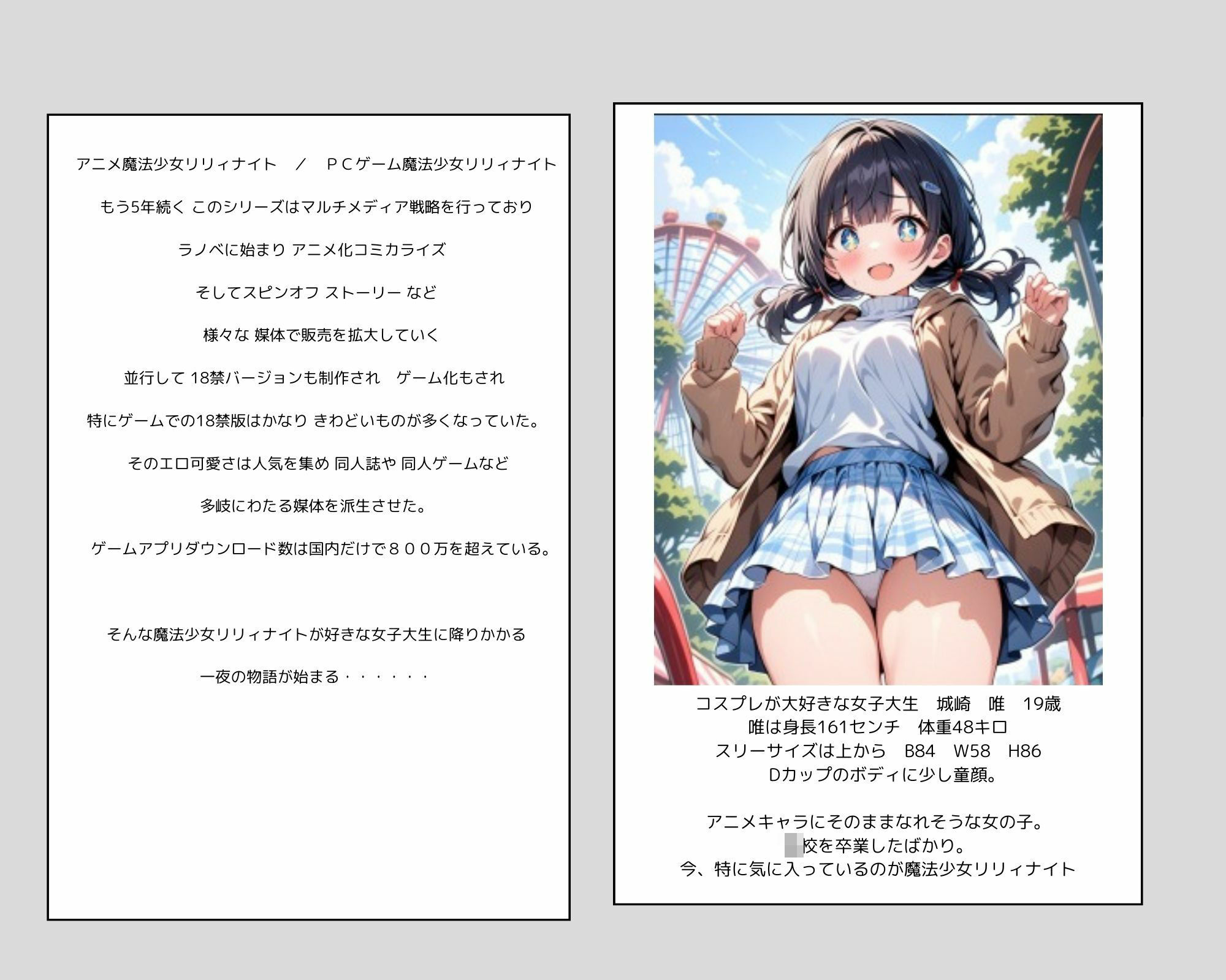 彼女の犯●れているところを見ていたい 女子大生編 コスプレイヤーを集団輪● ノベル＋AIイラスト99枚 サンプル1ページ目