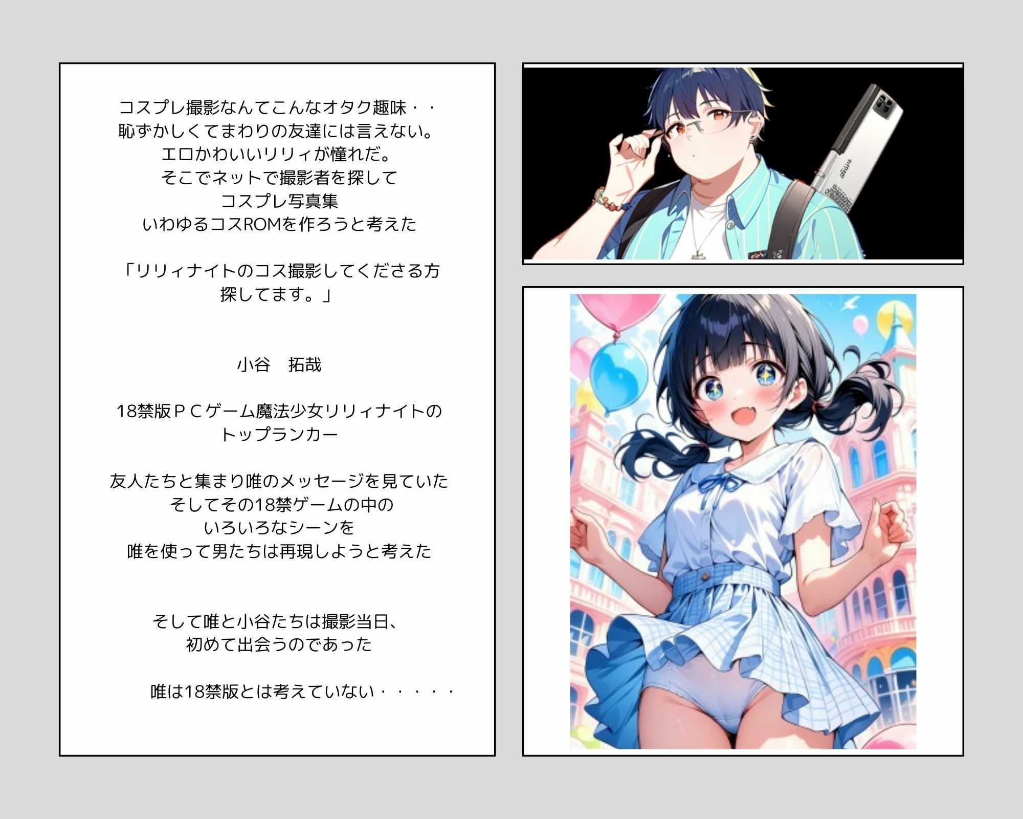彼女の犯●れているところを見ていたい 女子大生編 コスプレイヤーを集団輪● ノベル＋AIイラスト99枚 サンプル2ページ目