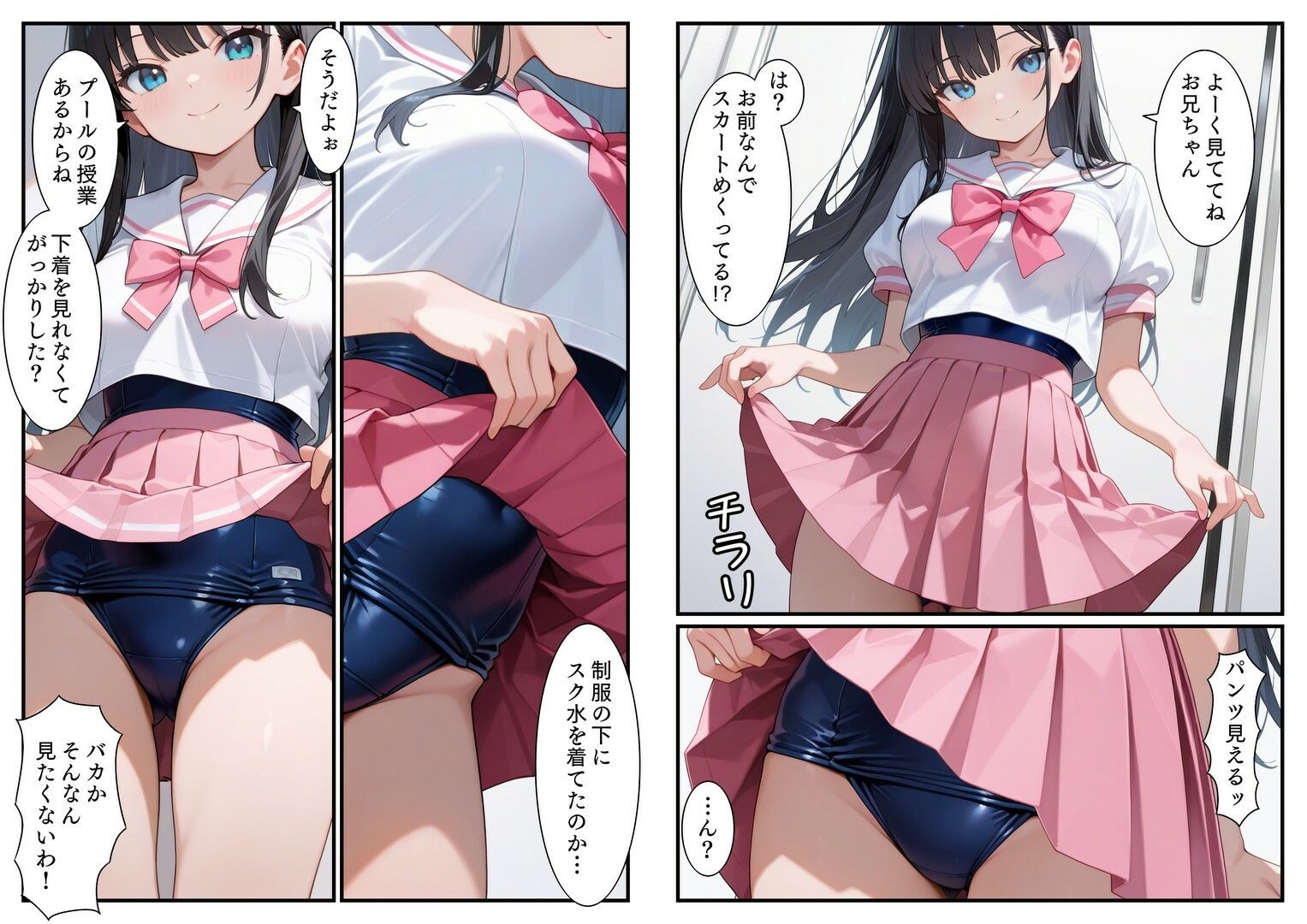 妹がスク水を部屋着にしていたので調教してあげた サンプル2ページ目