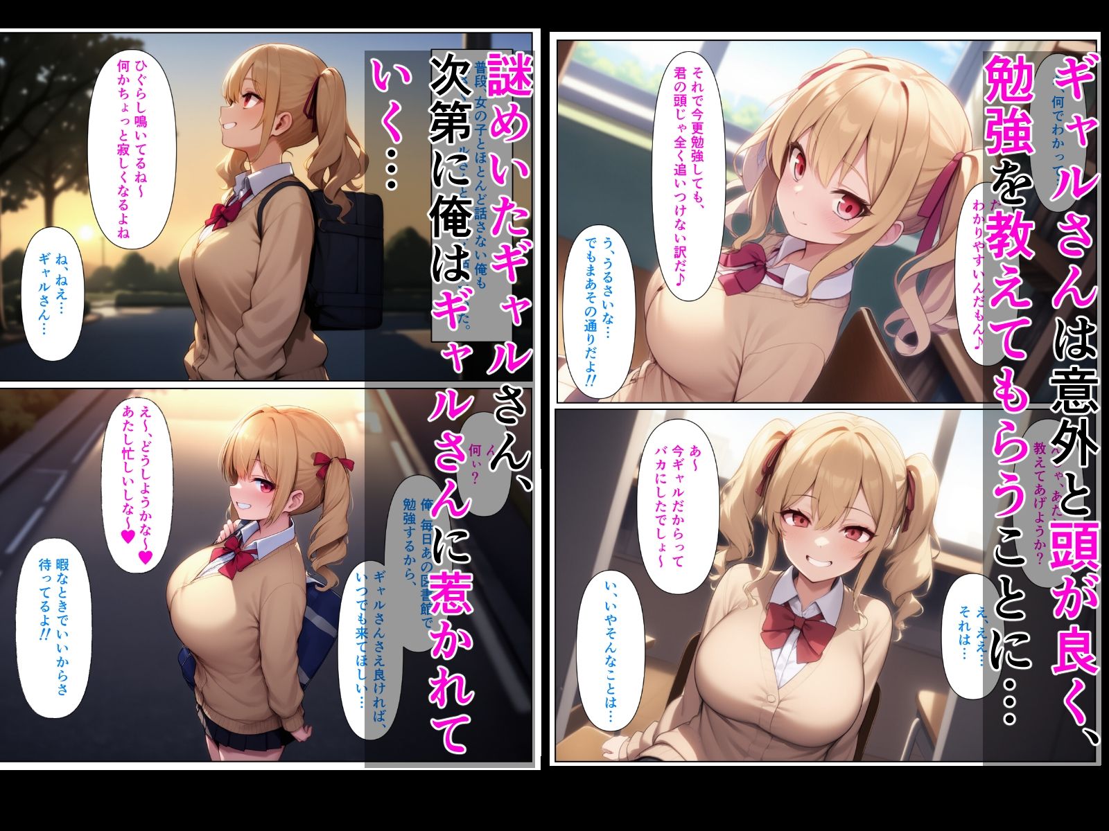 優等生の金髪ツインテの巨乳ギャルさんとラブラブエッチする話 サンプル2ページ目