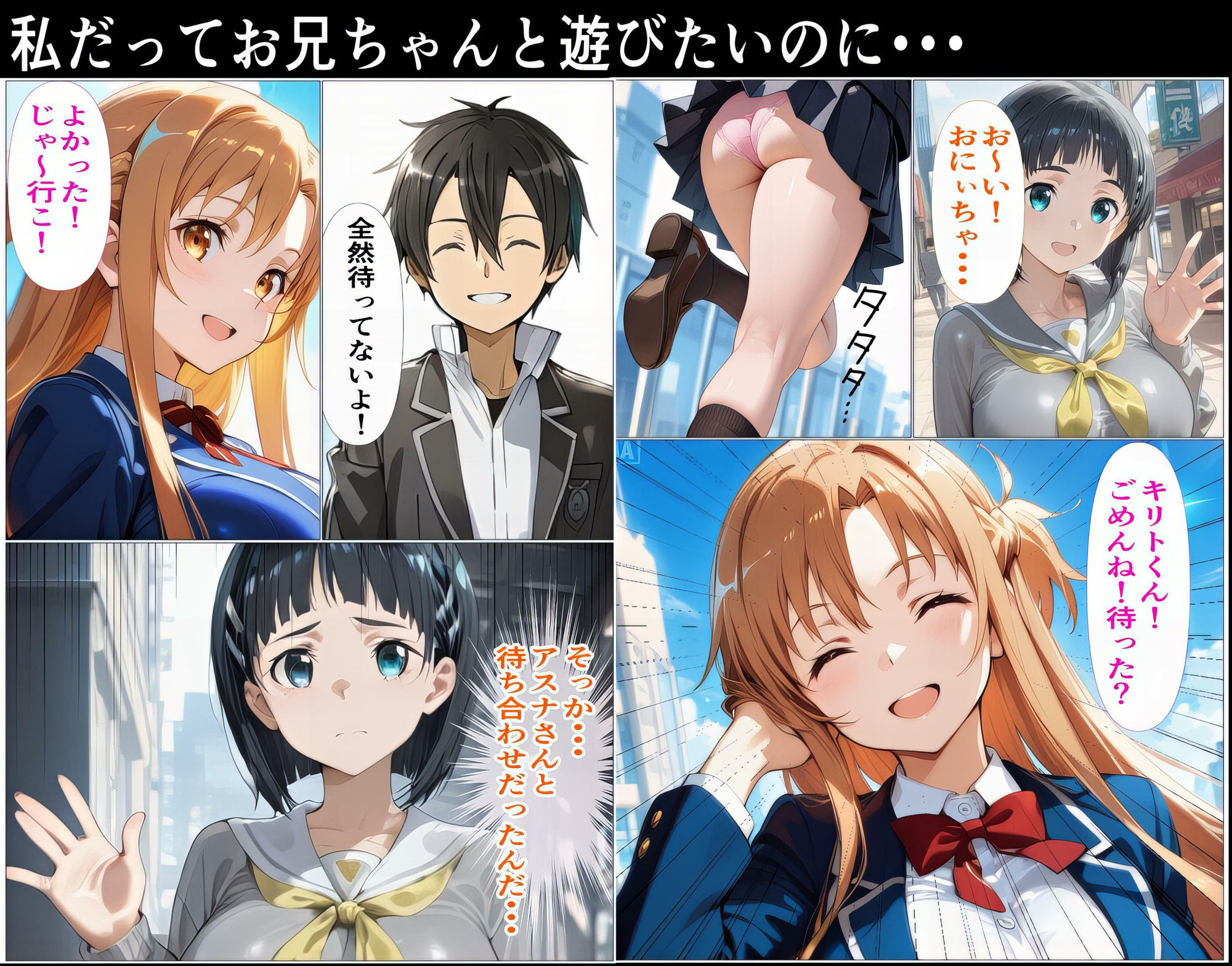 黒の剣士の三角関係〜めちゃくちゃに抱かれたいアスナ・兄のSEXを聞いて発情する直葉〜 サンプル1ページ目