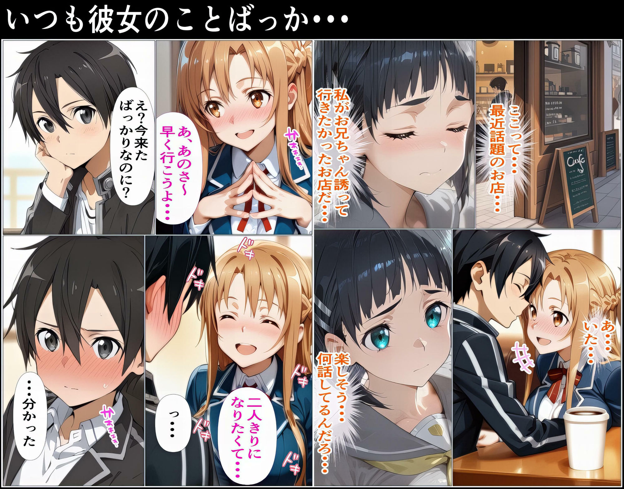 黒の剣士の三角関係〜めちゃくちゃに抱かれたいアスナ・兄のSEXを聞いて発情する直葉〜 サンプル2ページ目