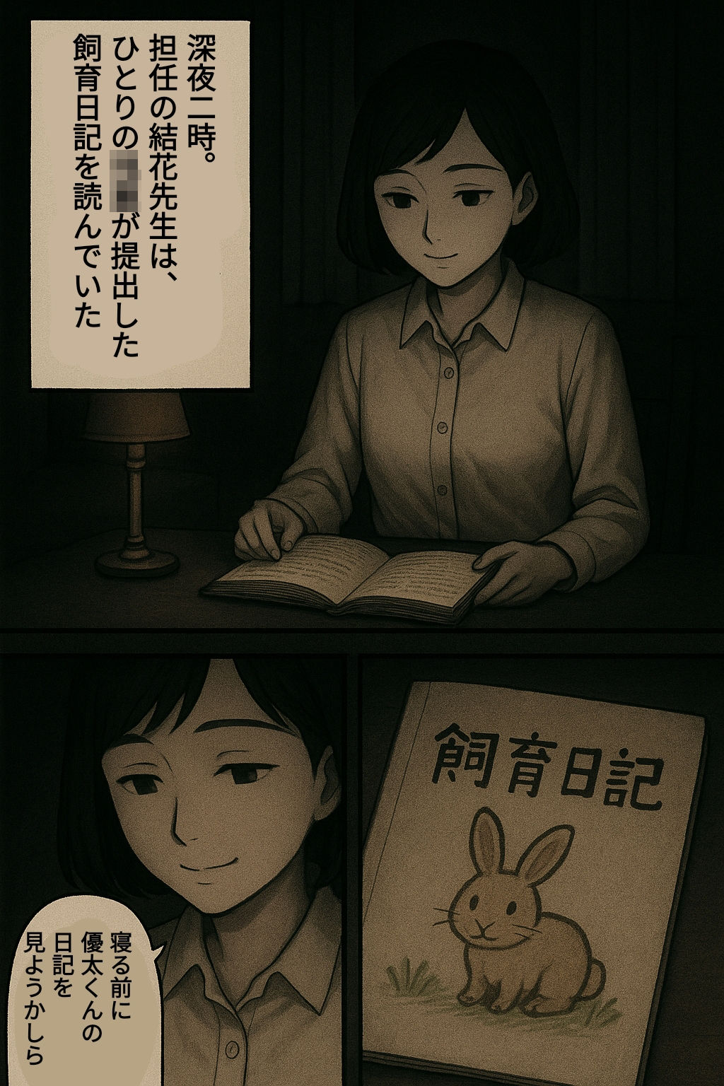 ウサギ小屋おじさん（エロホラー、触手） サンプル1ページ目