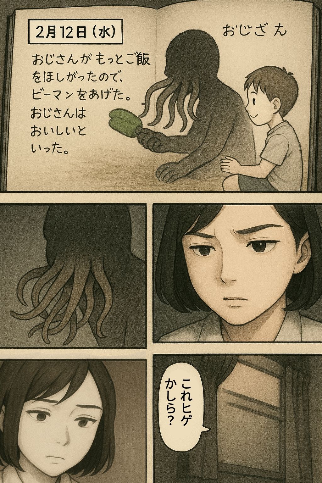 ウサギ小屋おじさん（エロホラー、触手） サンプル4ページ目