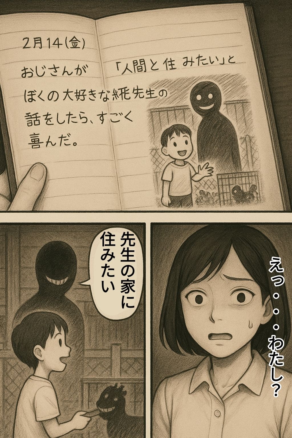 ウサギ小屋おじさん（エロホラー、触手） サンプル8ページ目