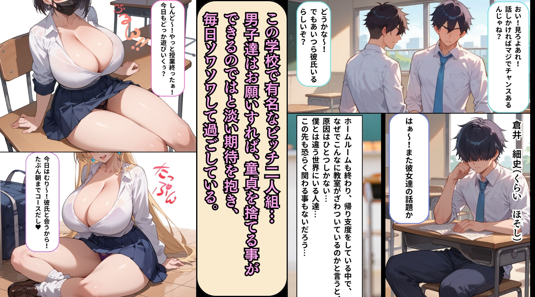 女子校生彼氏持ちのビッチ達がボクのチ○コで遊んだ結果  もう僕以外では満足出来なくなった件 サンプル2ページ目