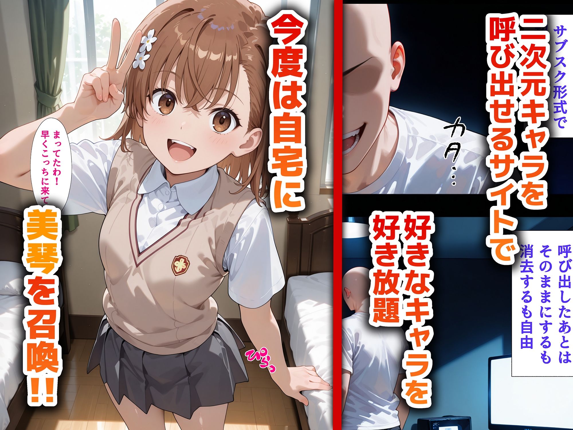 好きな二次元キャラを呼び出して好きにエッチできる裏サイト 美琴編 サンプル1ページ目