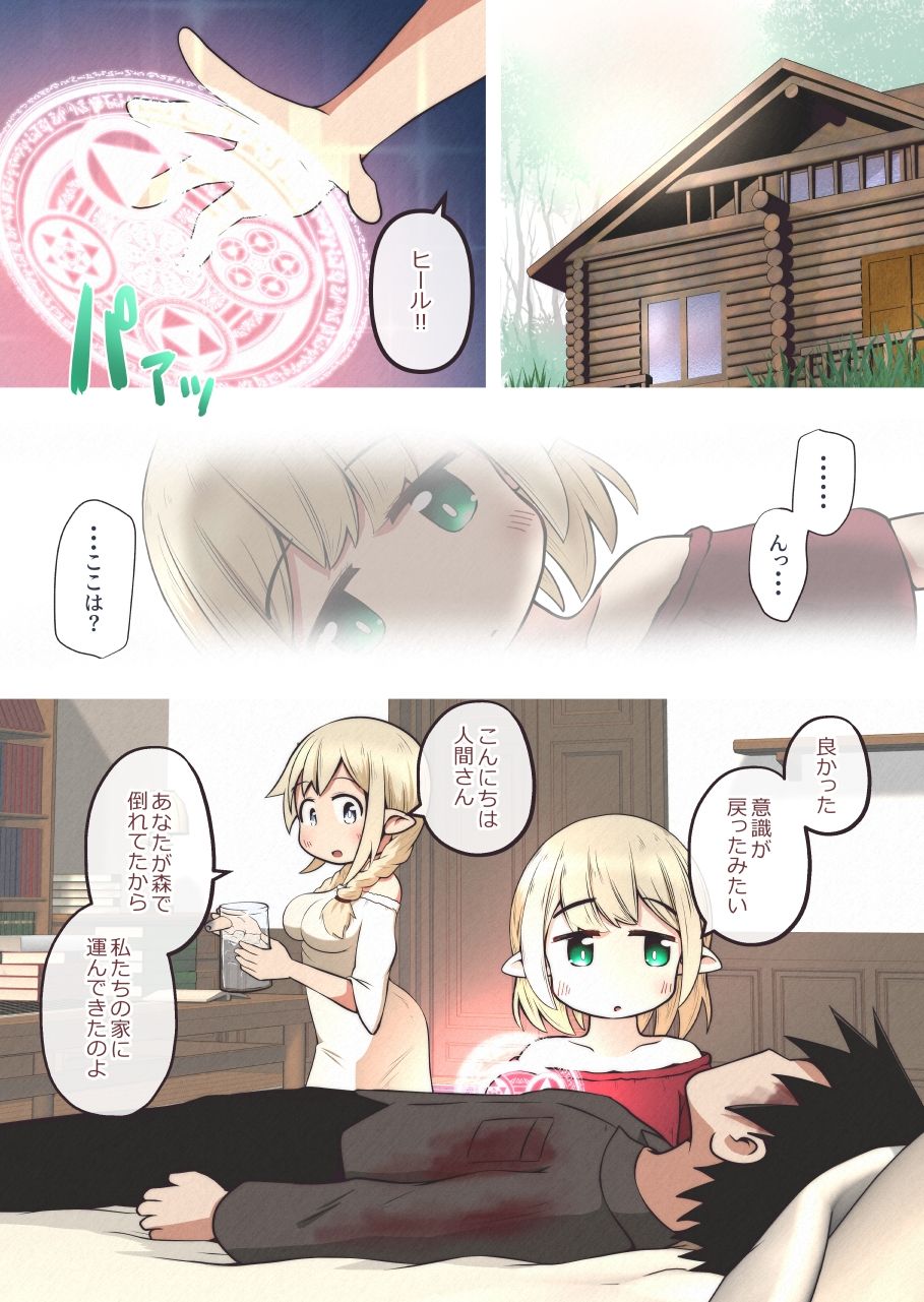エルフの姉妹に助けられた冒険者が性奴●にされるお話 サンプル2ページ目