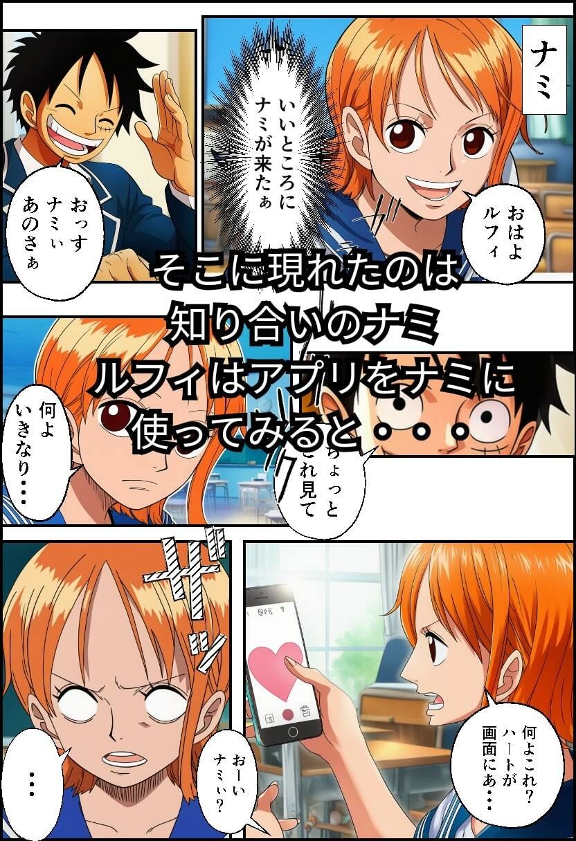 【ワン○ース】催○アプリでセックス！【ナミ・ビビ・ハンコック】 サンプル2ページ目