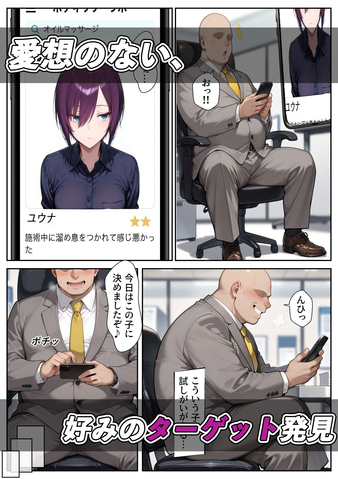 愛想ゼロのマッサージ嬢に僕のデカチンを見せつけたい サンプル3ページ目