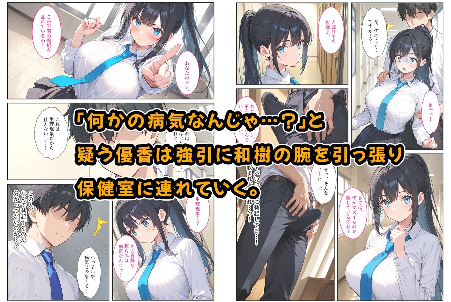快楽に目覚めた無垢な爆乳風紀委員長とドMなギャル保健医に射精管理されています！ サンプル2ページ目