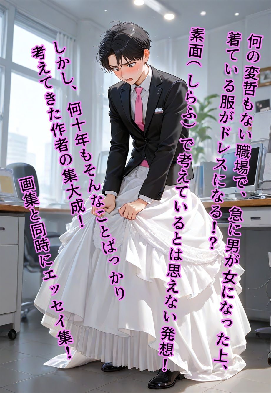 100円画集  バージン・オフィス  〜職場の男たちが、全員ウェディングドレスの処女になった日〜 サンプル1ページ目