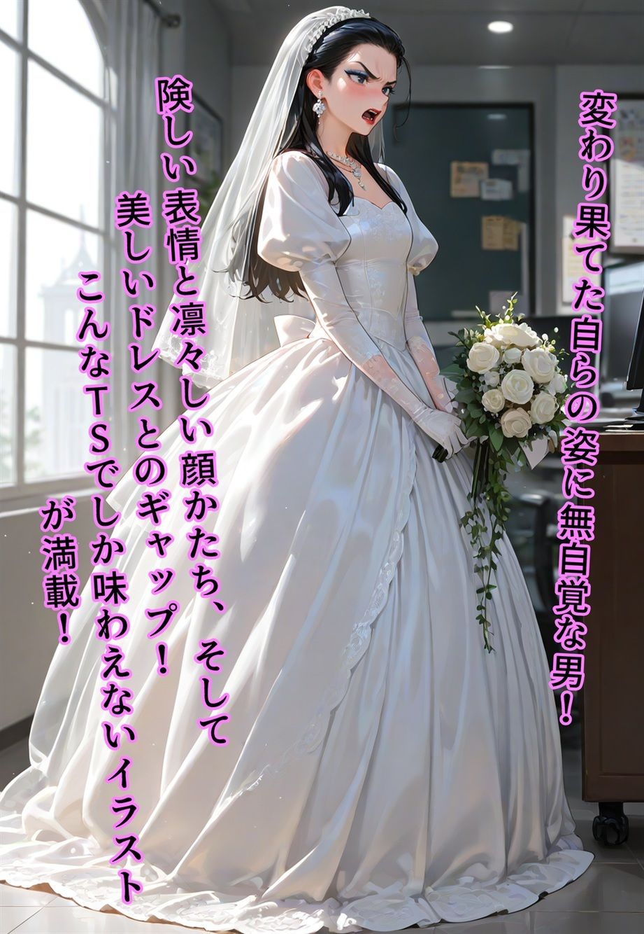 100円画集  バージン・オフィス  〜職場の男たちが、全員ウェディングドレスの処女になった日〜 サンプル3ページ目