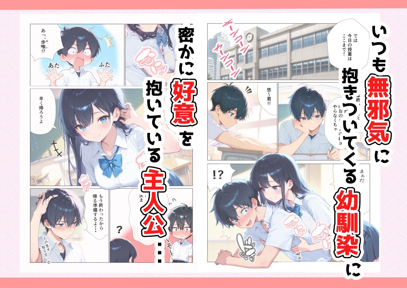 幼馴染と教室Hしたらめちゃくちゃ中出しさせられた話 サンプル2ページ目
