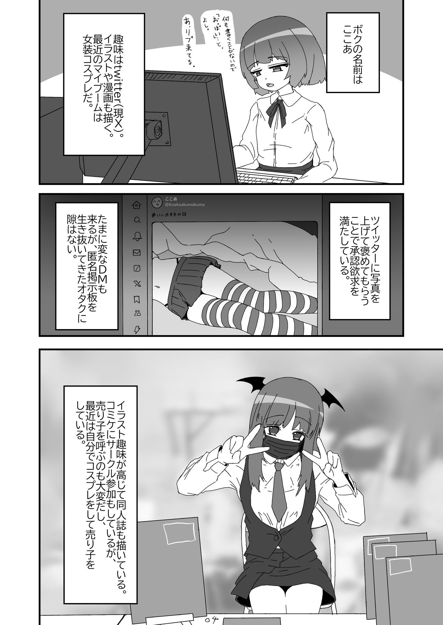 ノンケだったはずの女装コスプレイヤーが男性に誘われてオフパコする話。 サンプル1ページ目