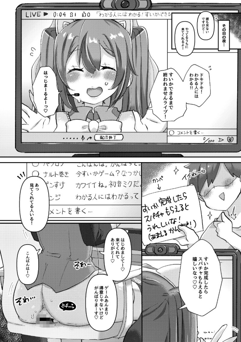 ミクちゃんはライブ配信中えっちな姿をさらしてしまったようです サンプル2ページ目