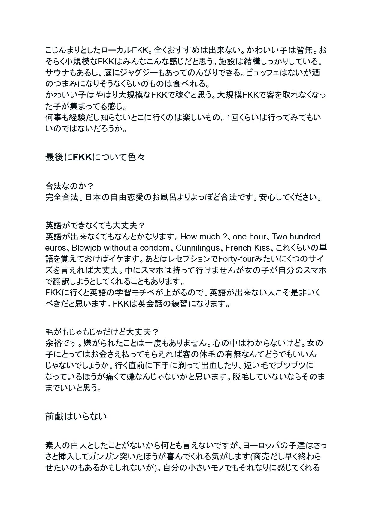 FKKレポート vol.EX1 2024年に訪れたFKKレビューまとめ サンプル5ページ目