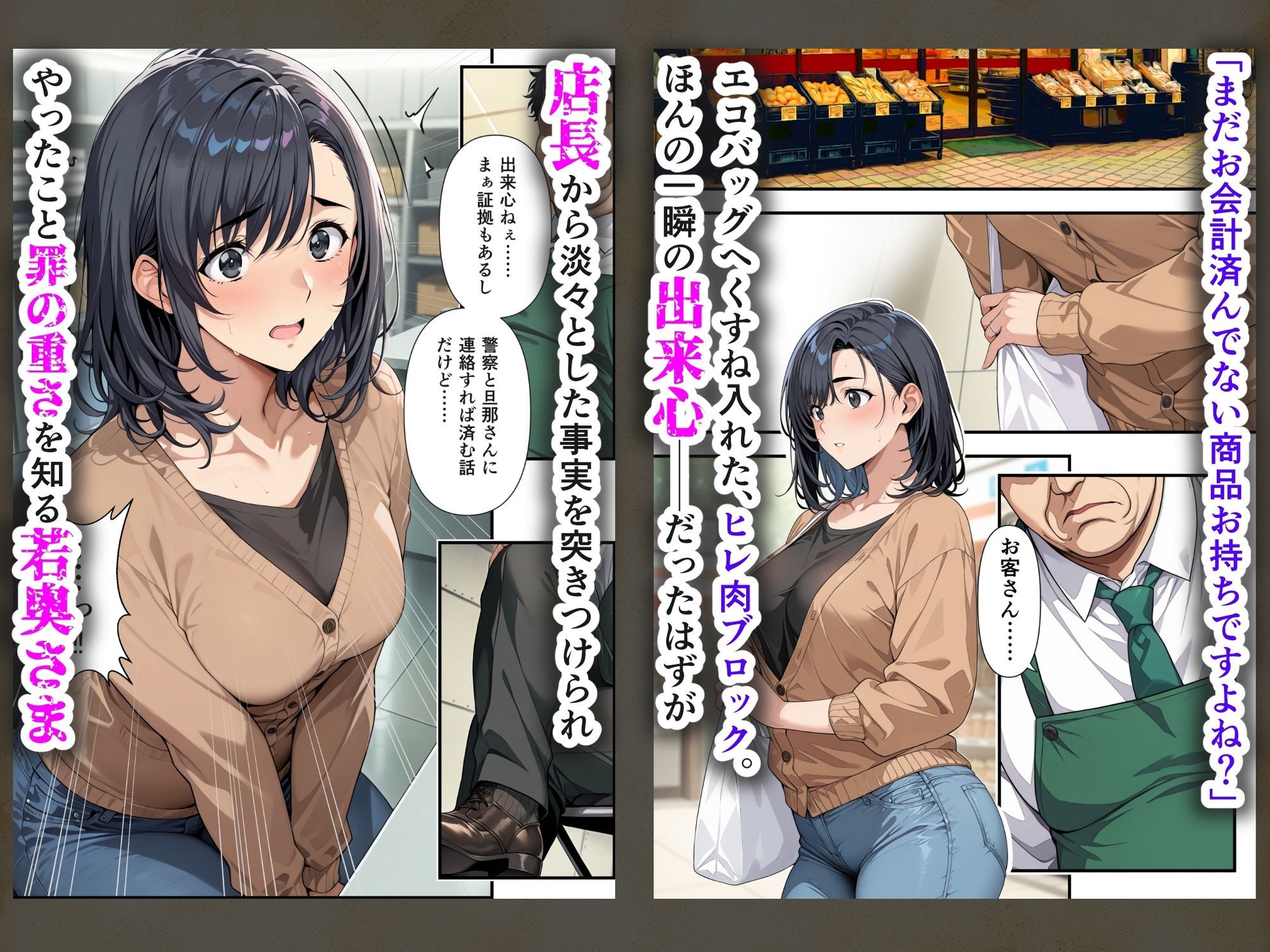 ヒトヅマ鬼ハメ  万引きがバレた若奥さま（34）、見逃す代わりに始まったいいバイトは店長とホテルで交わす裏契約だった話 サンプル2ページ目