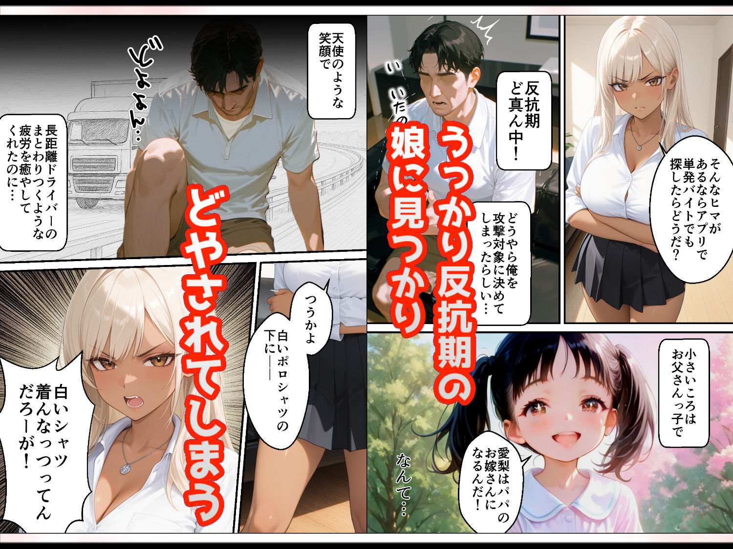 普段はマジメなお父さん、宅飲みで酔って寝ていたらお小遣いをもらいにきた白ギャルな姪っ子にイタズラされてしまう サンプル2ページ目